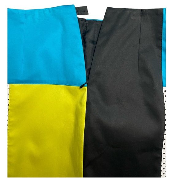 Per Se Color Blocked Mini Skirt Mod Geometric Pattern Perforated Detail Size 6 - Picture 4 of 10